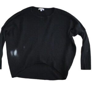 Small Love Women's Classic Black Slightly Cropped Batwing Oversized Sweater